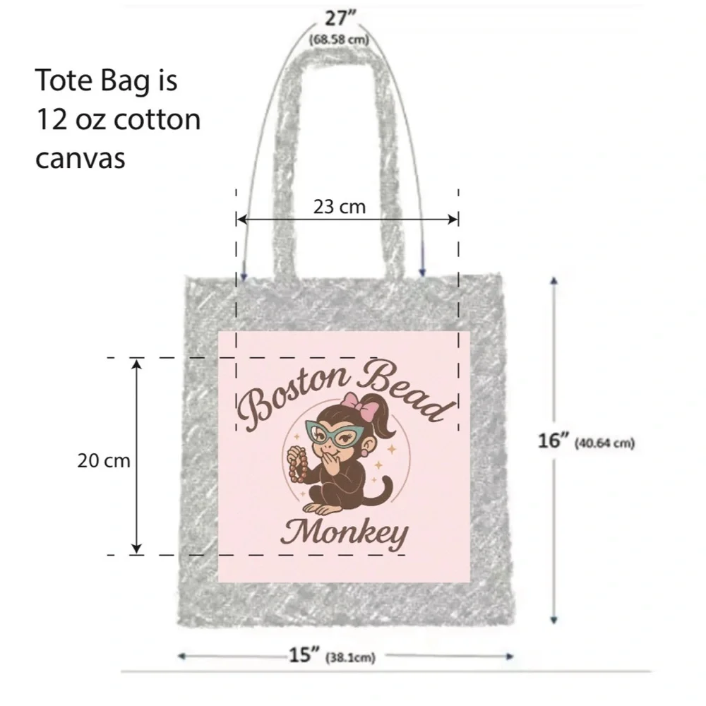 Adorable Heavy Duty Canvas Pink Tote Bag, For your Bead Stash Runs
